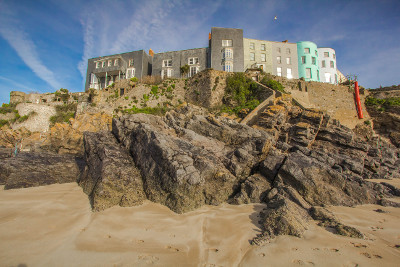 Houses on beach cliff